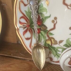 Cornell university Sterling and gold washed fruit Spoon